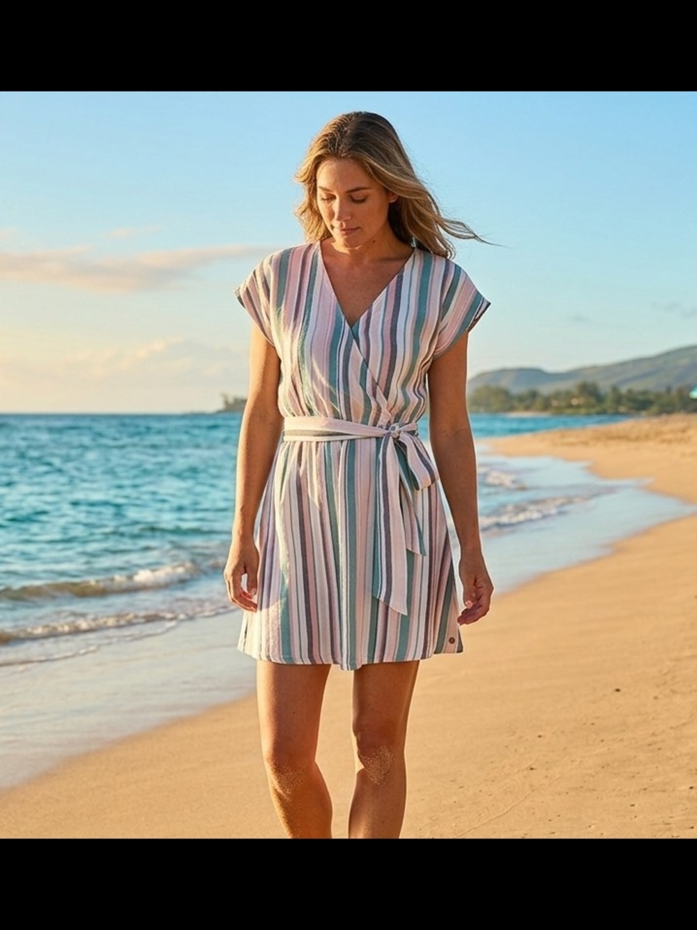 Roxy XS Stripe Wrap Dress